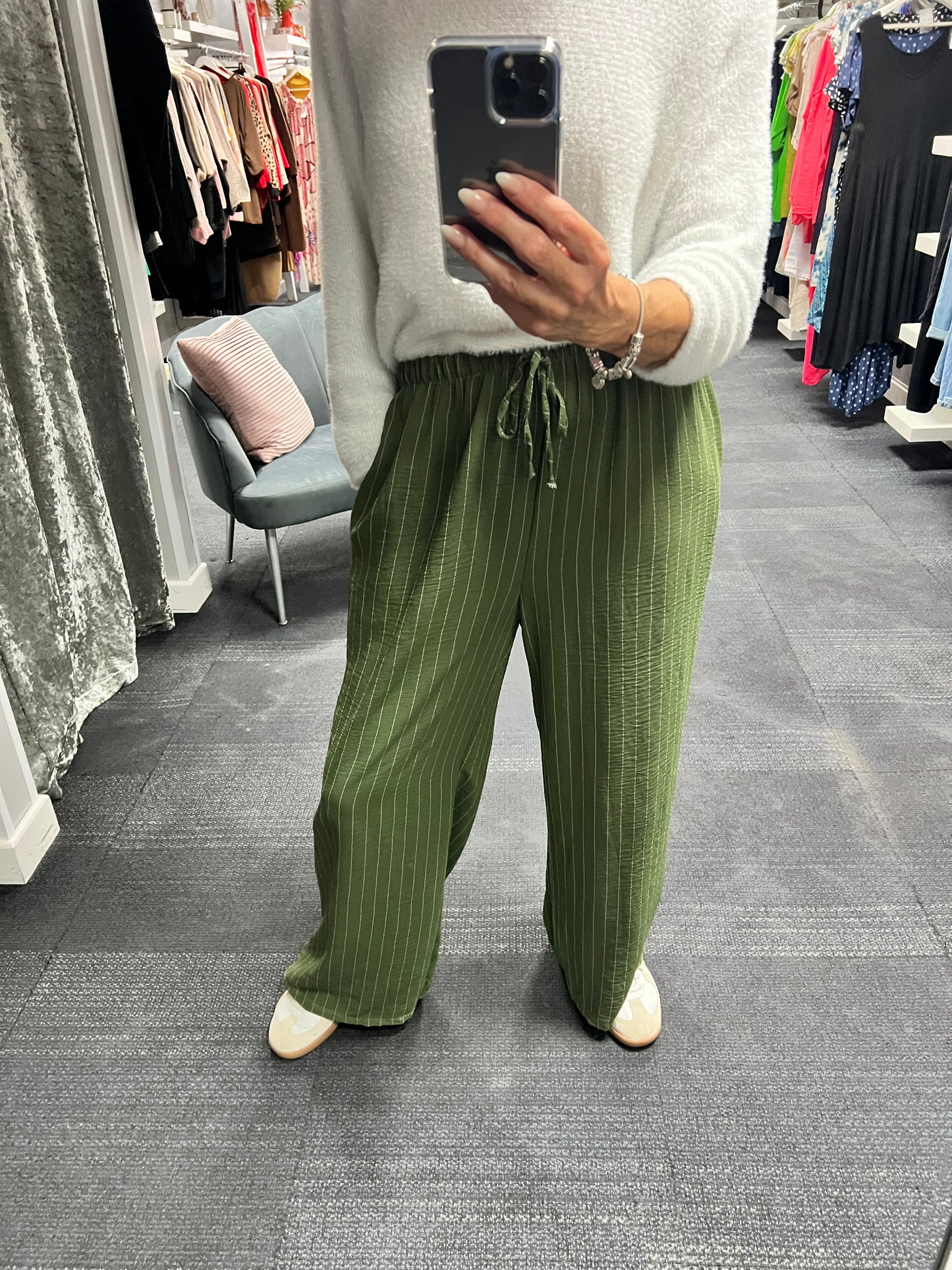 Pinstripe Wide Leg Trousers