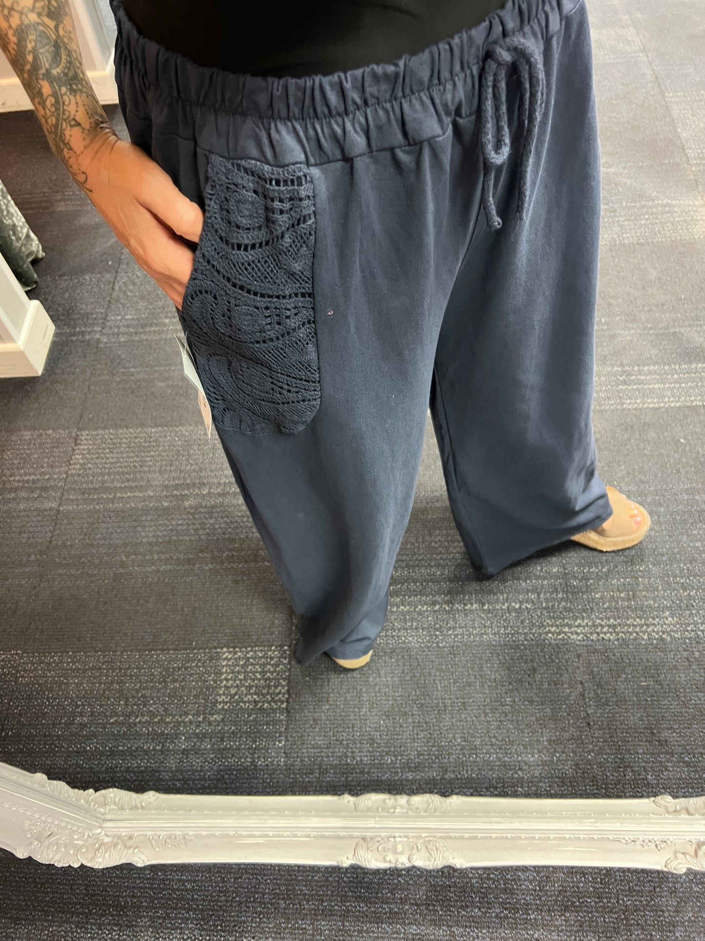 Cotton Crochet Pocket Trousers