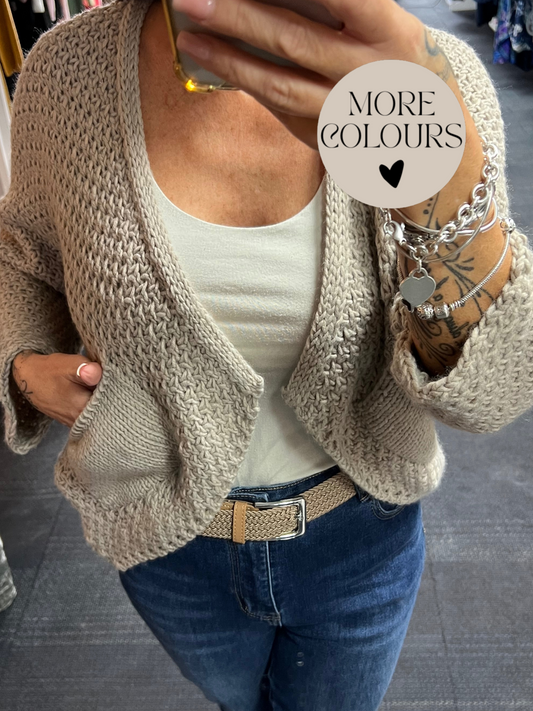Waffle Pocket Open Cardigan