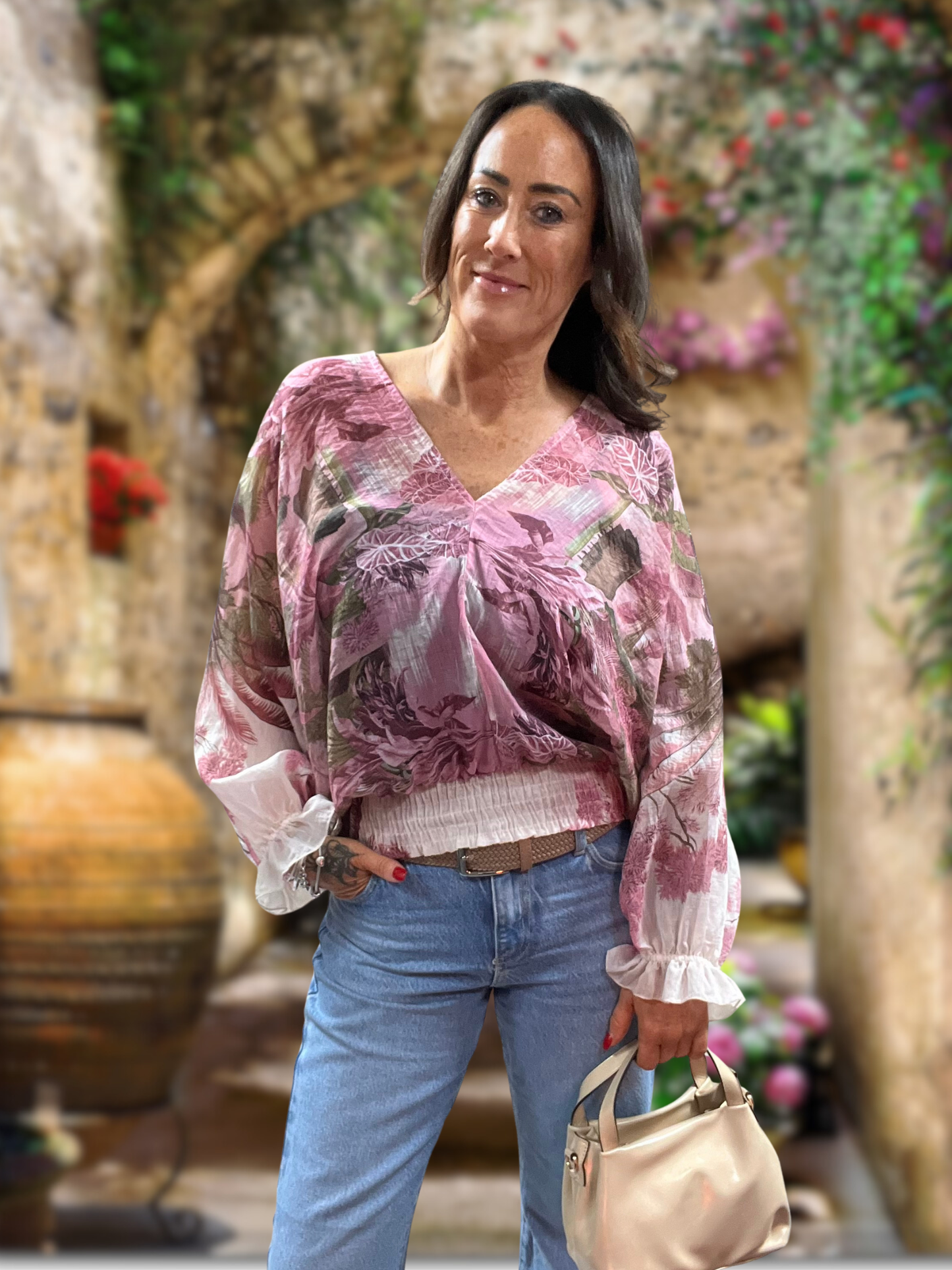 Floral Sheer Tie Back Blouse