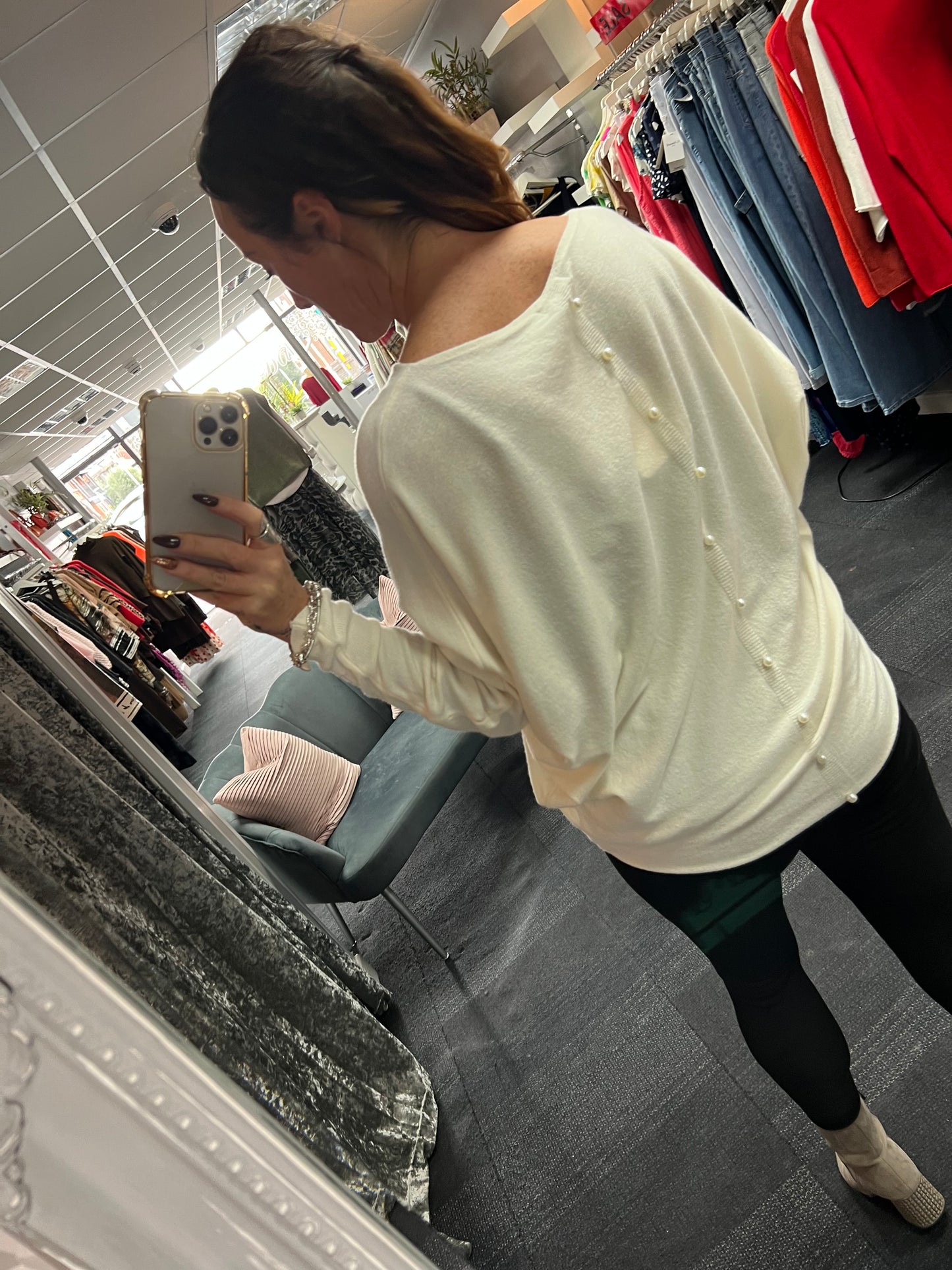 Pearl Back Batwing Knit
