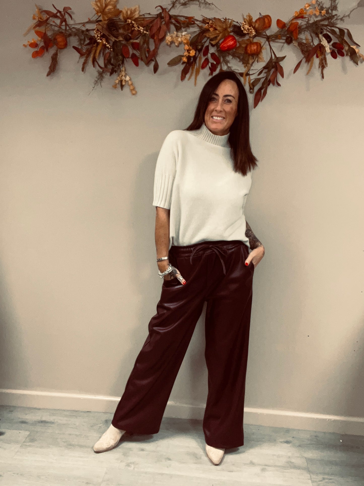 PU Wide Leg Trousers