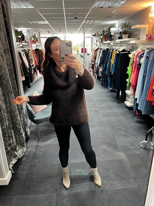 Cowl Neck Fluffy Knit