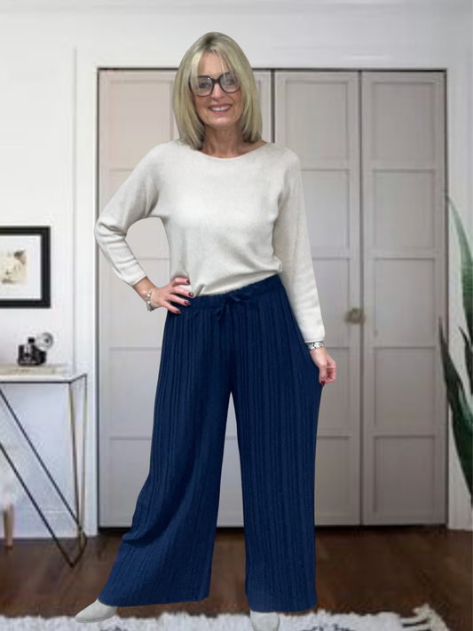 Pleated Wide Leg Trousers