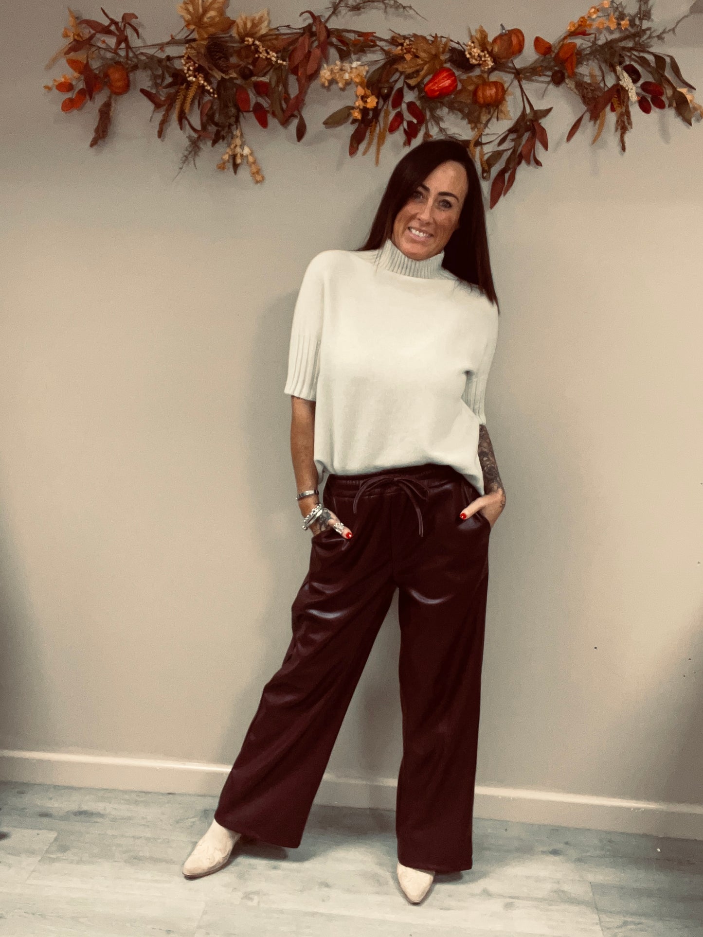 PU Wide Leg Trousers