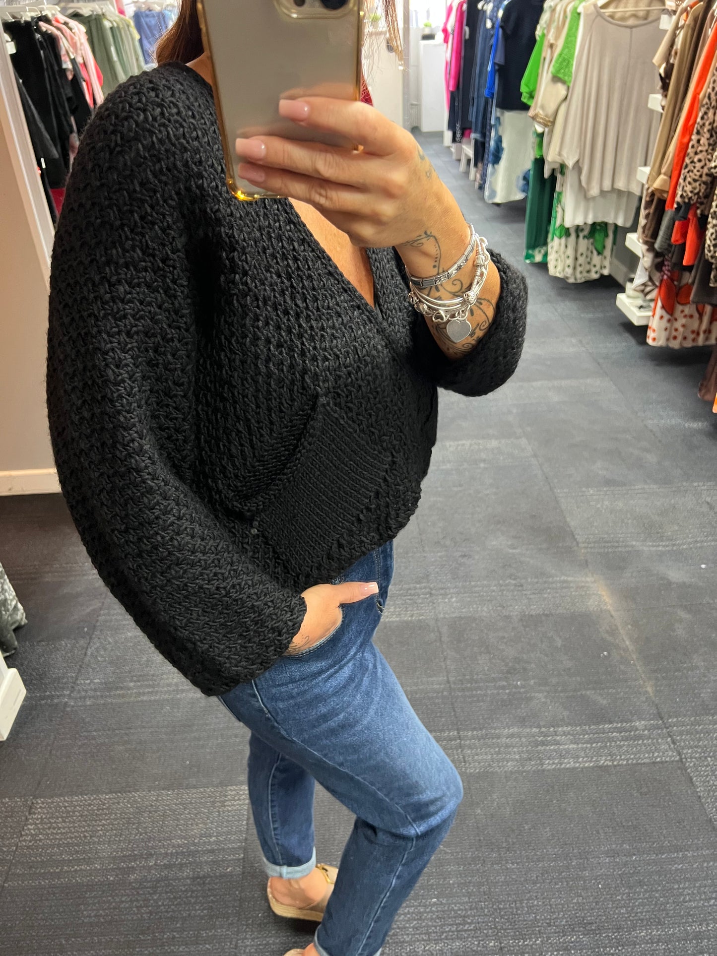 Waffle Pocket Open Cardigan