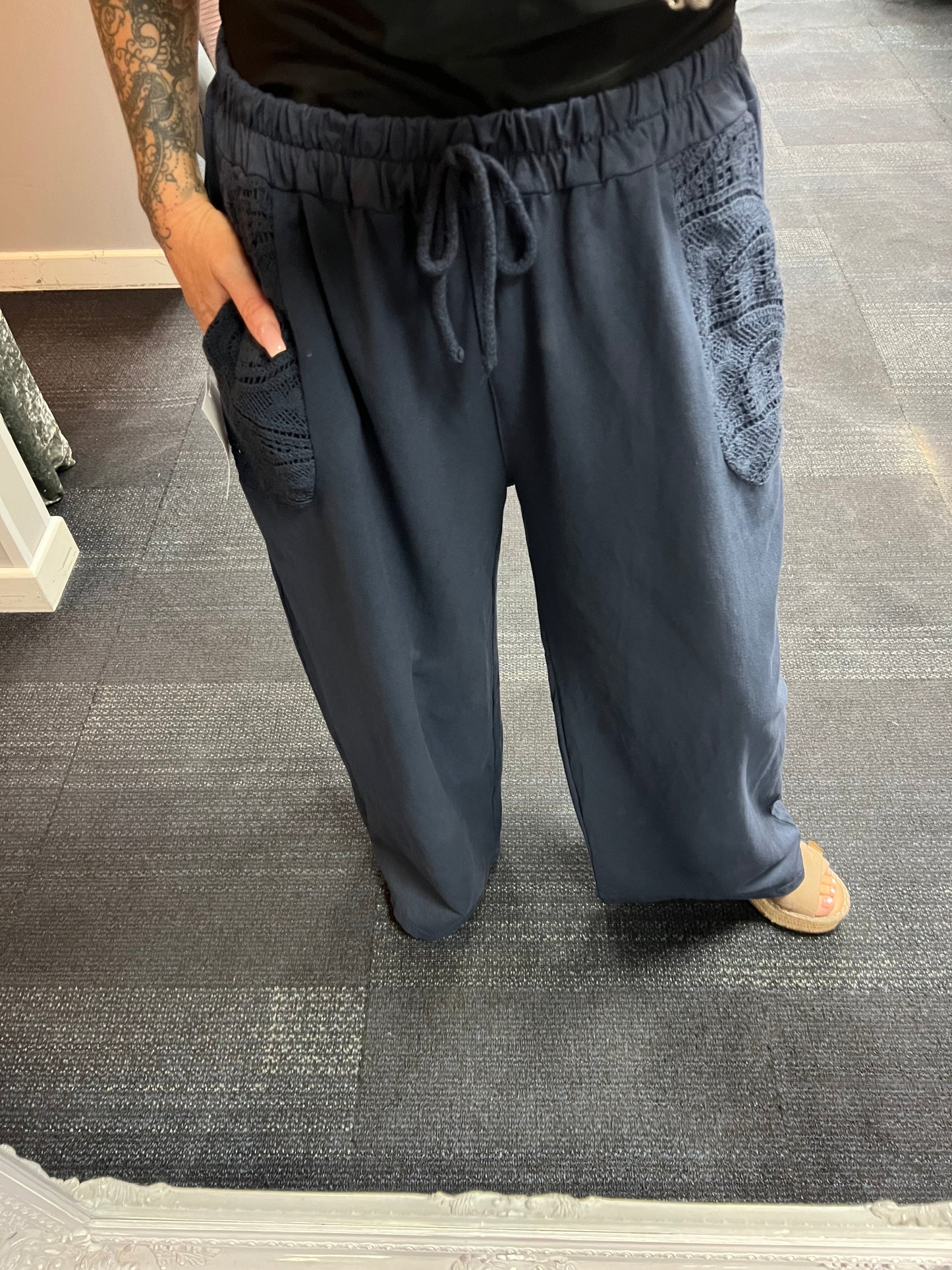 Cotton Crochet Pocket Trousers