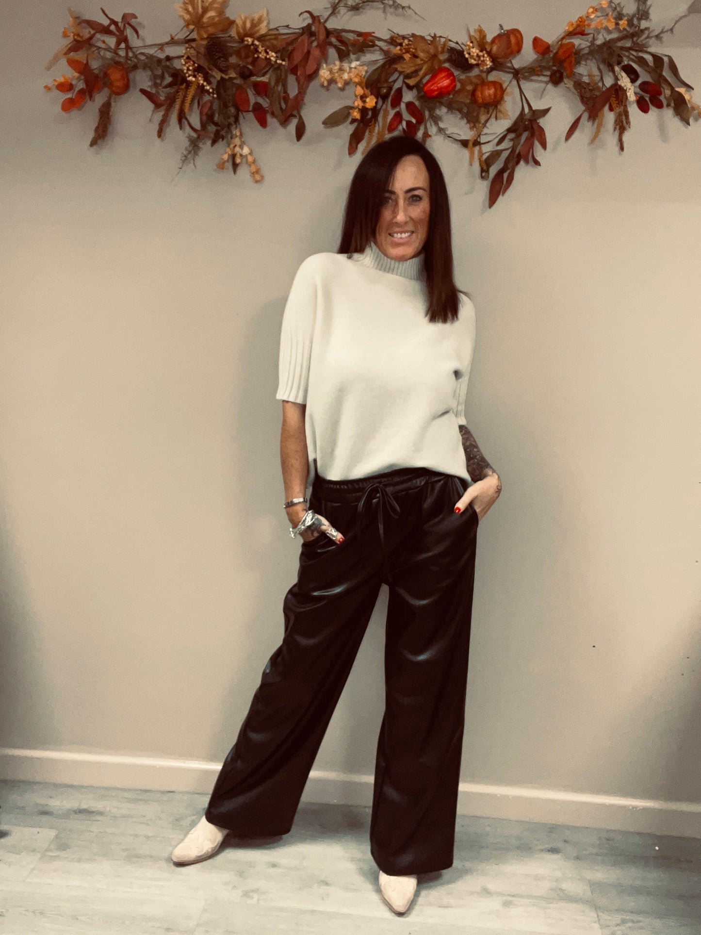 PU Wide Leg Trousers