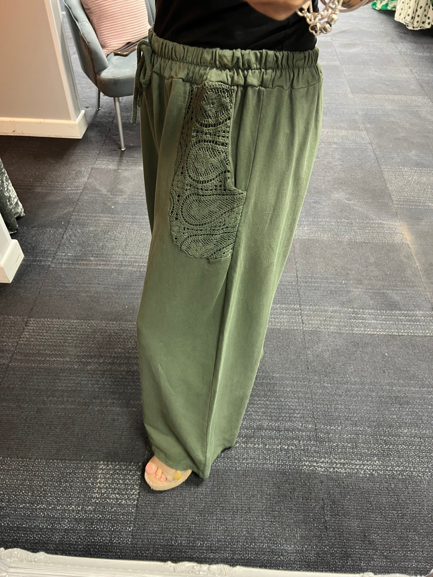 Cotton Crochet Pocket Trousers