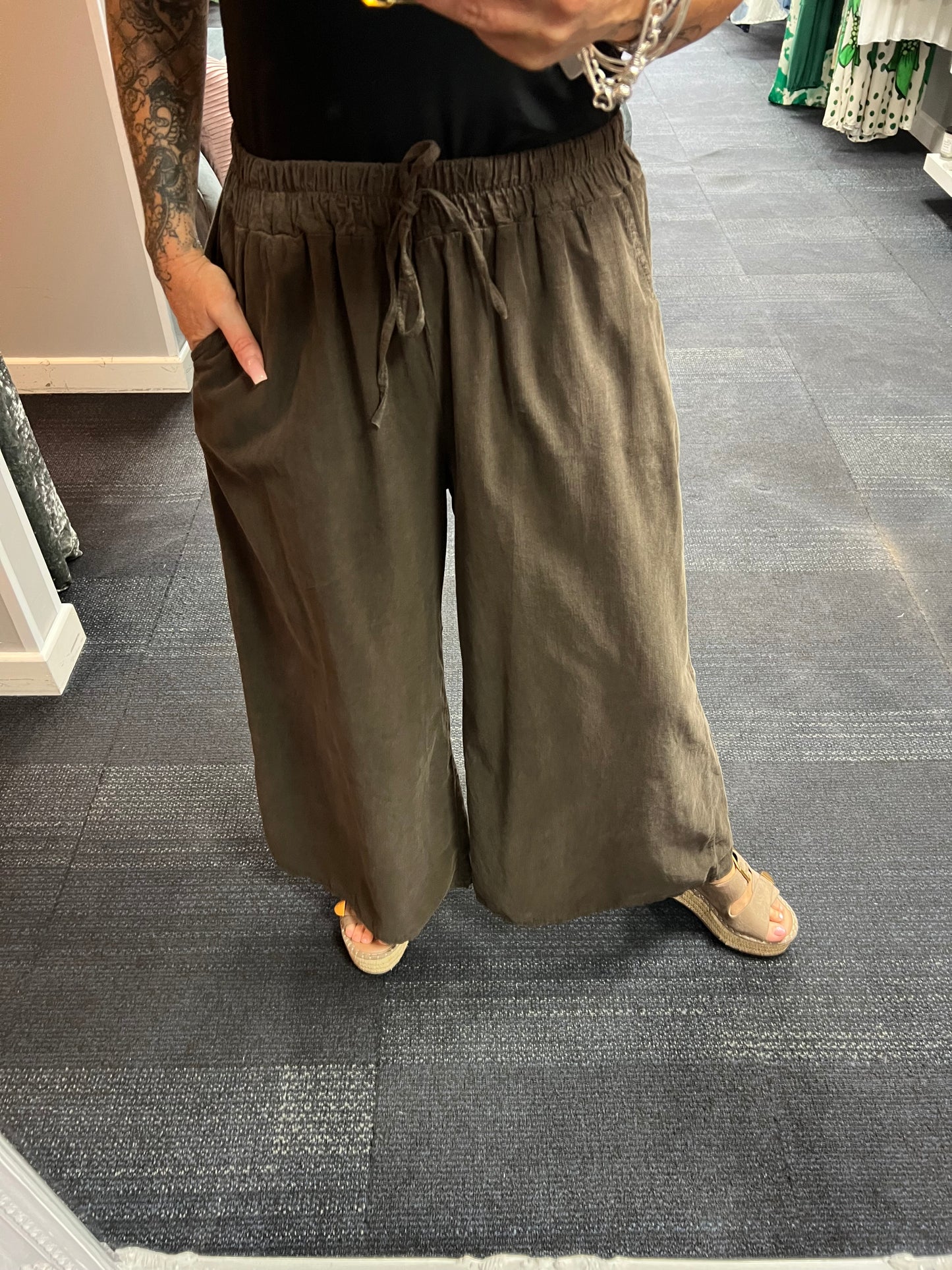 Needlecord Wide Leg Trousers