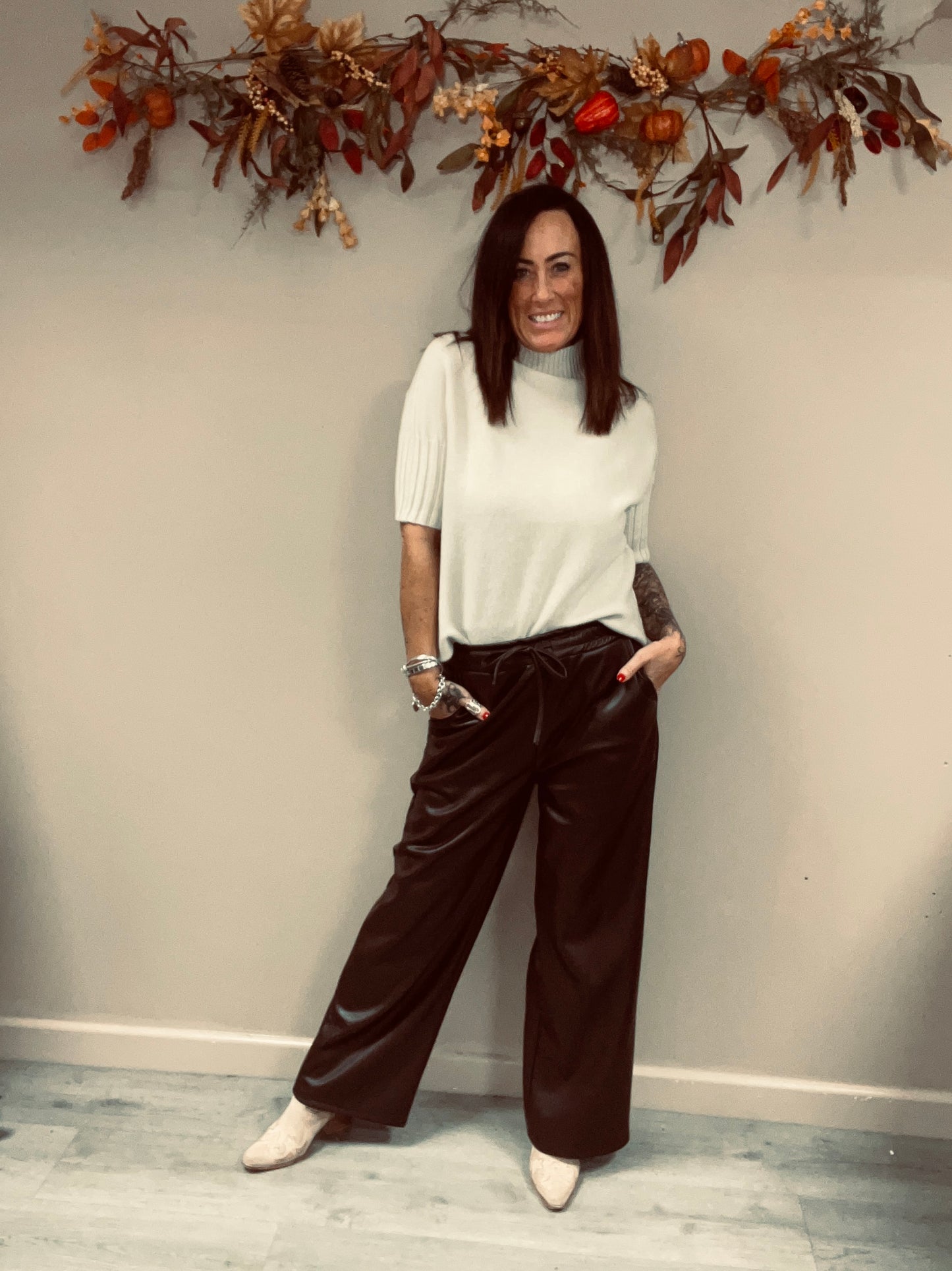 PU Wide Leg Trousers