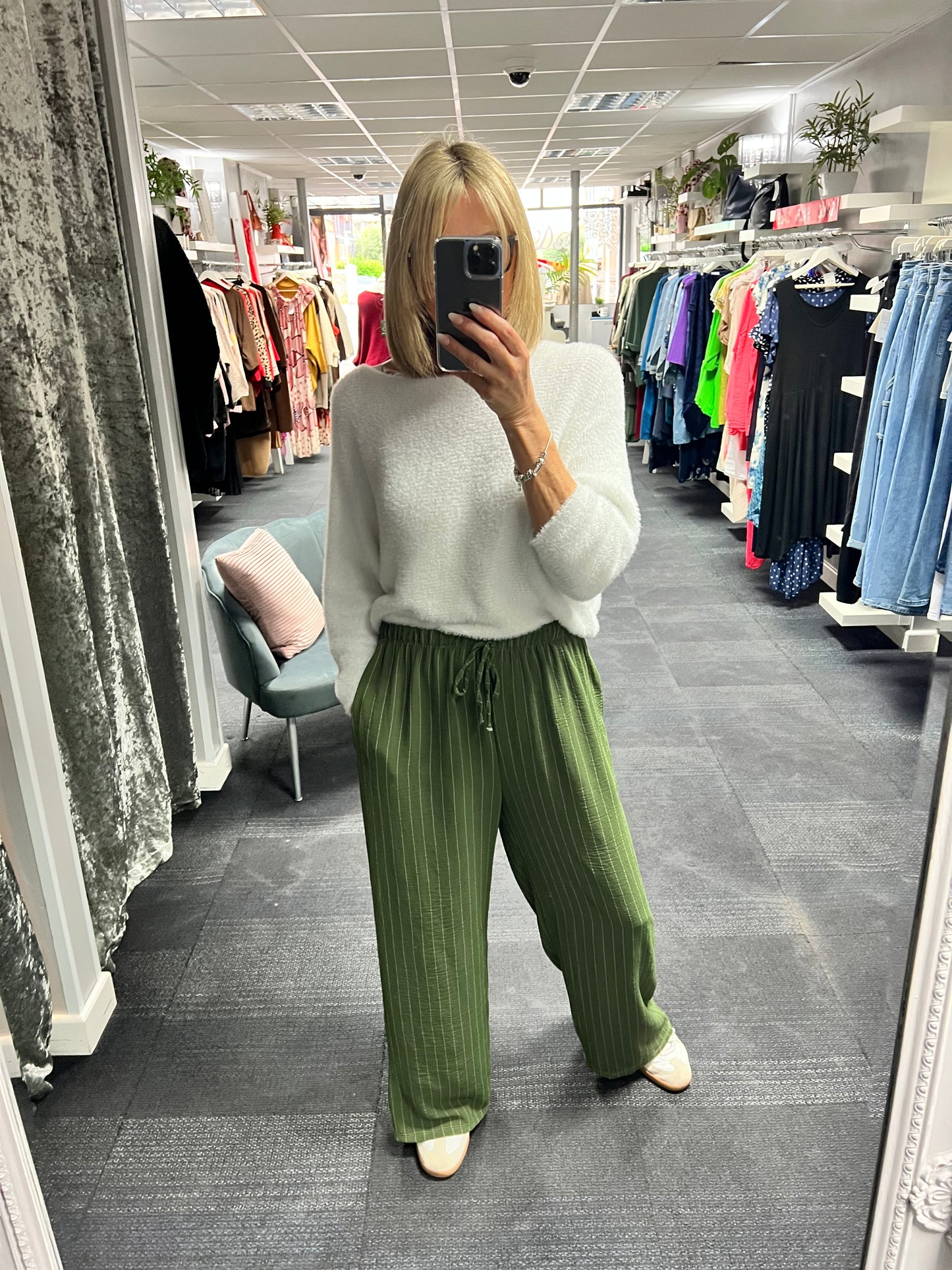 Pinstripe Wide Leg Trousers