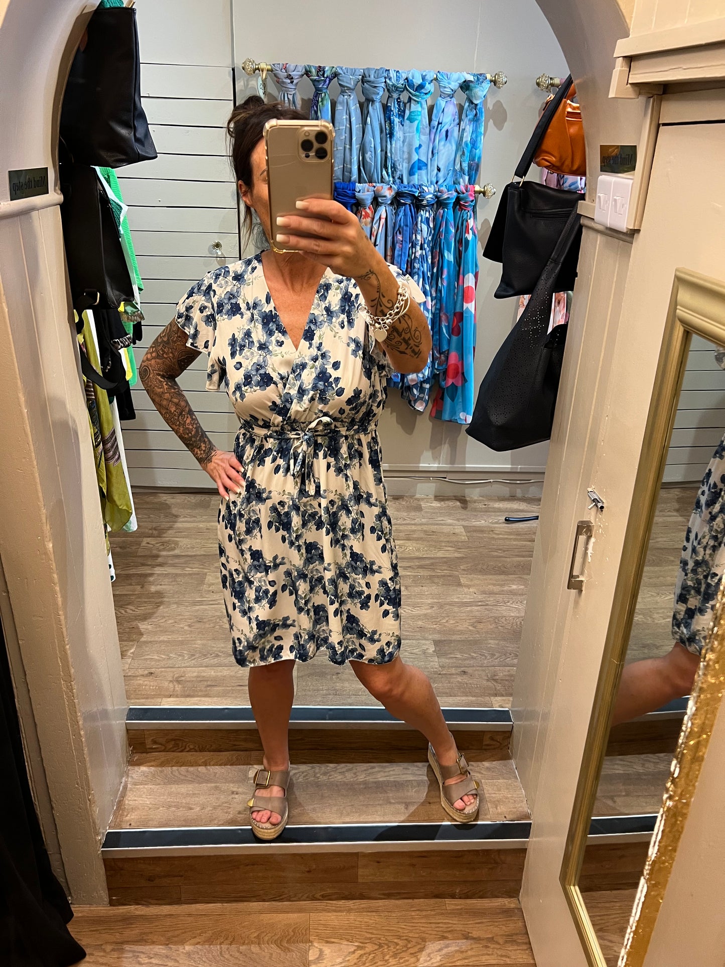 Floral Wrap Belted Dress