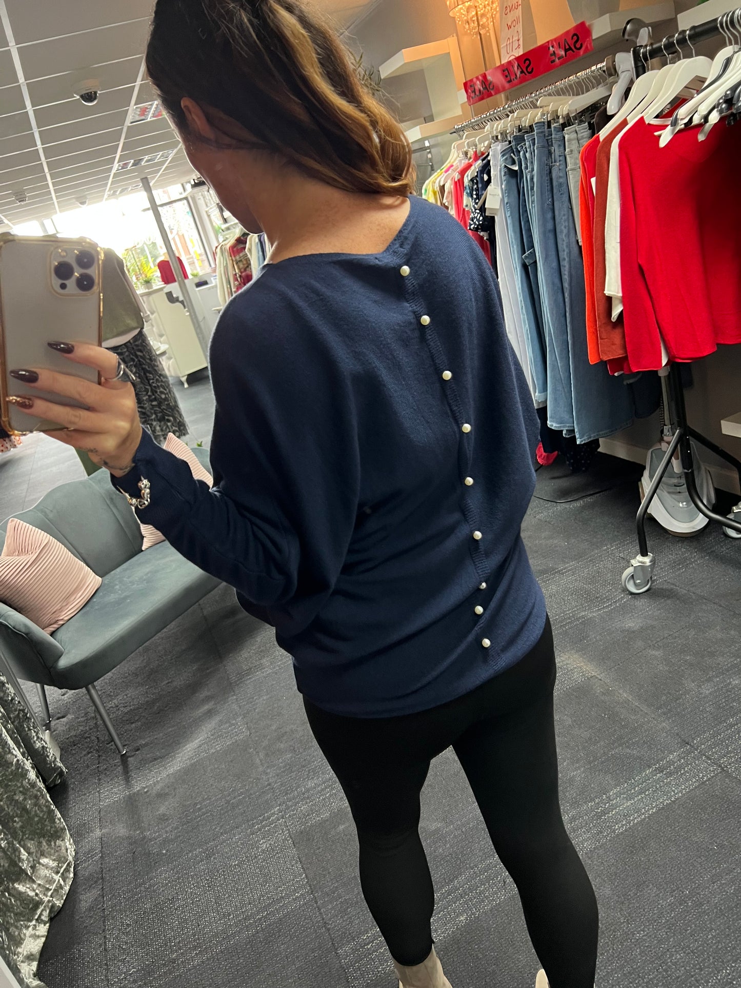 Pearl Back Batwing Knit