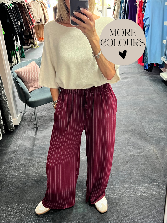 Pinstripe Wide Leg Trousers