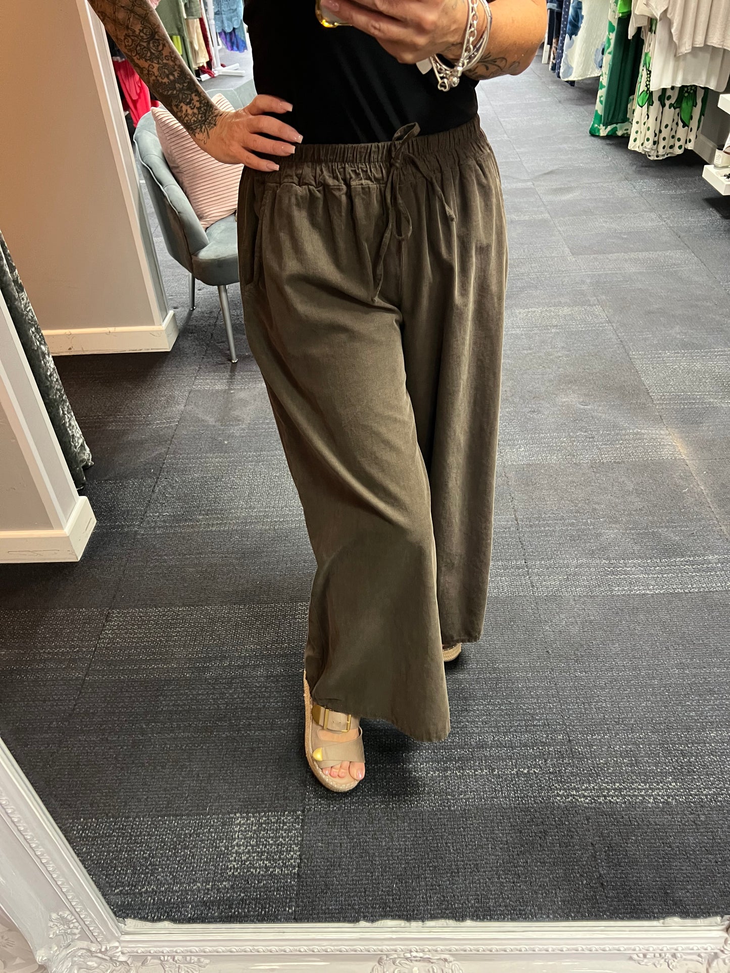 Needlecord Wide Leg Trousers