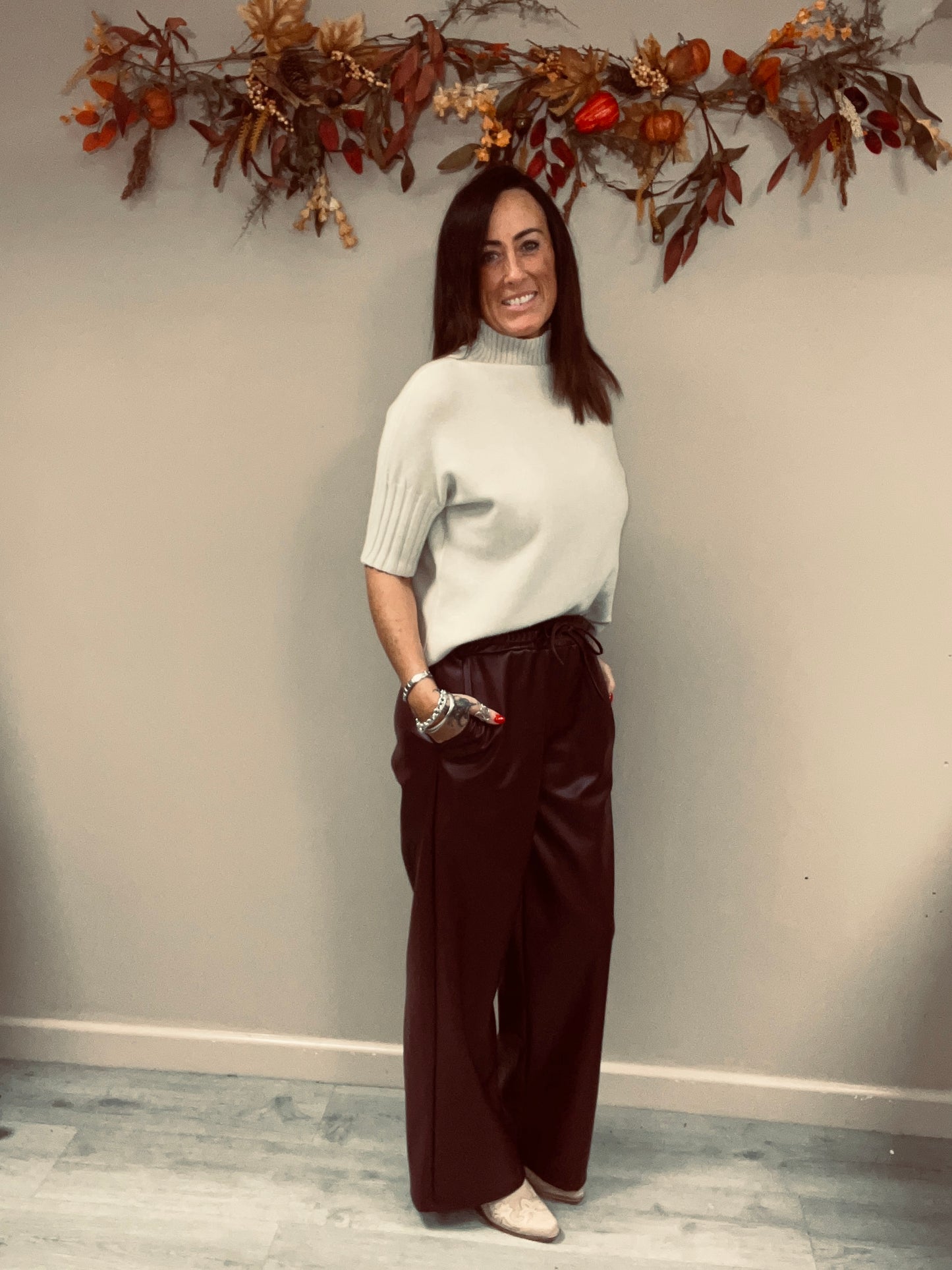 PU Wide Leg Trousers