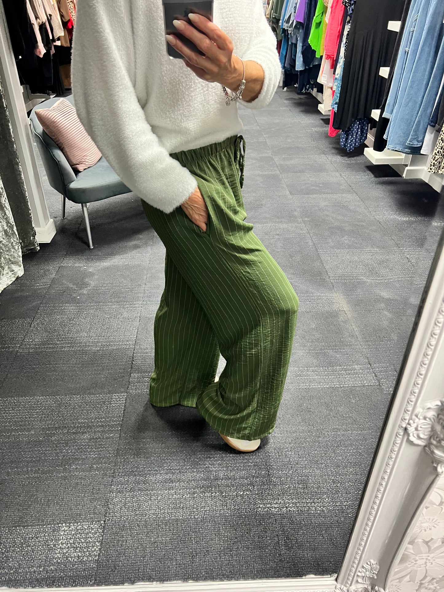 Pinstripe Wide Leg Trousers