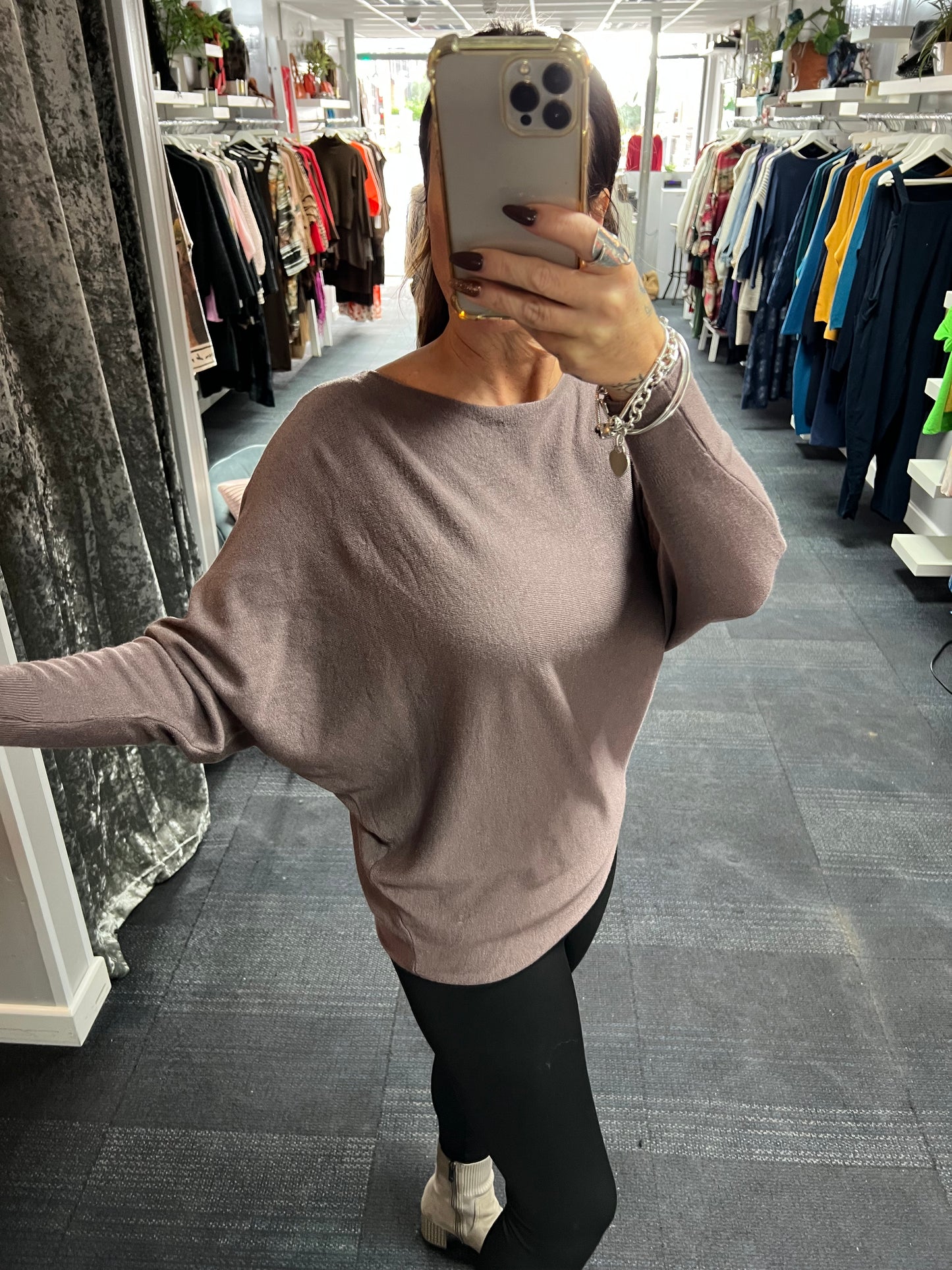 Pearl Back Batwing Knit
