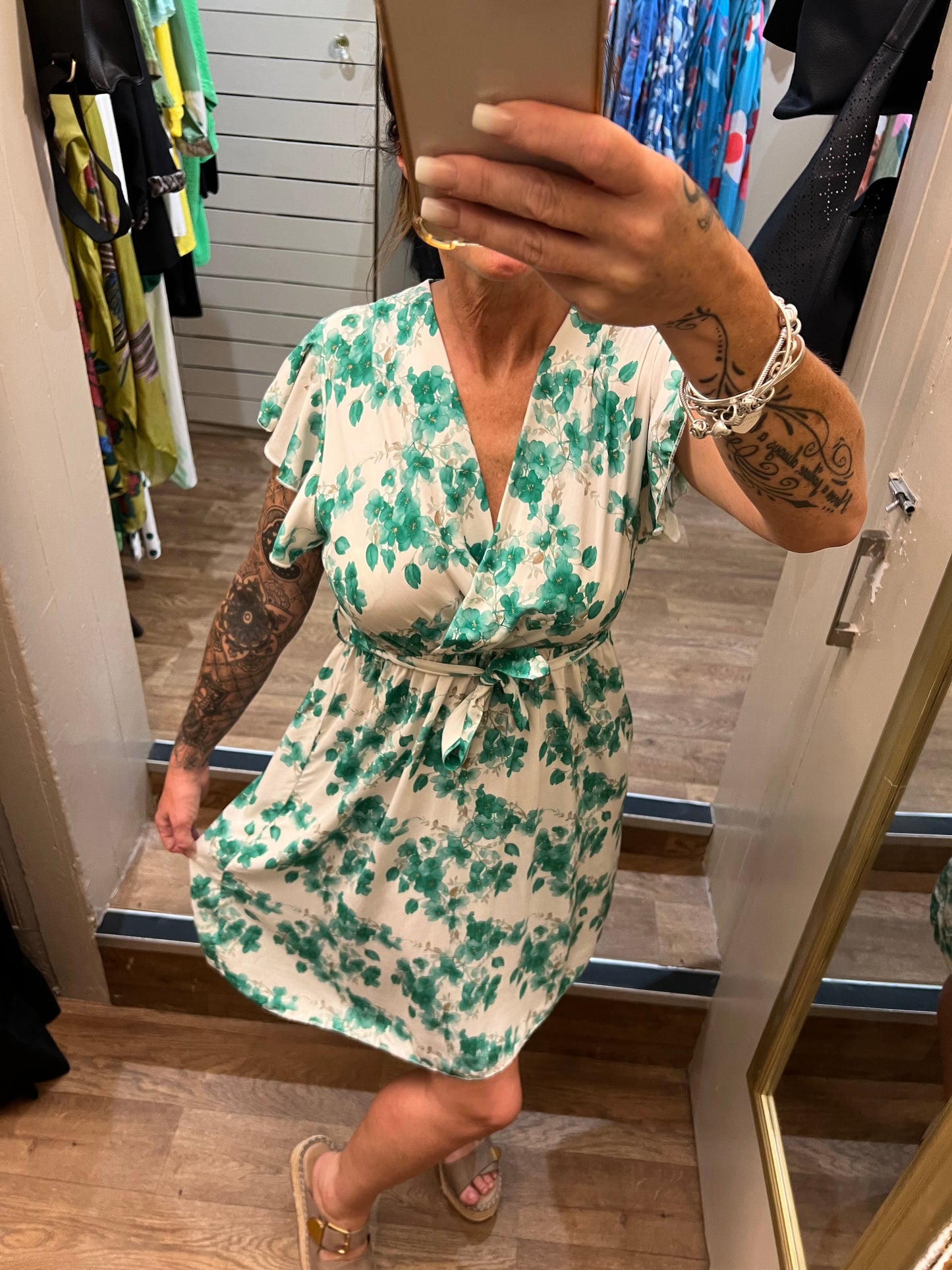 Floral Wrap Belted Dress