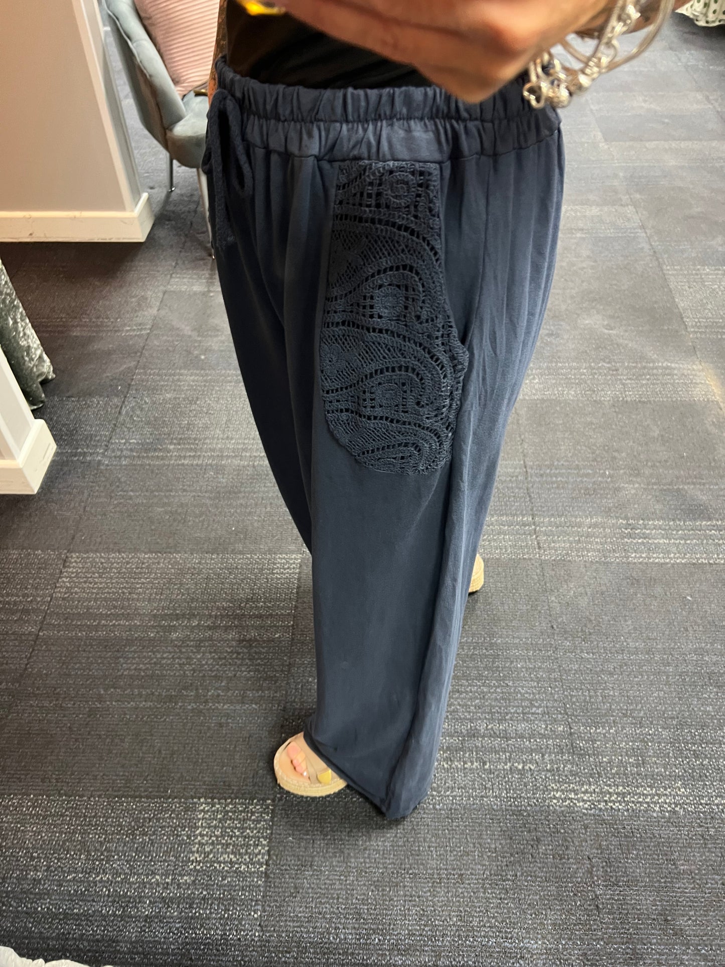 Cotton Crochet Pocket Trousers