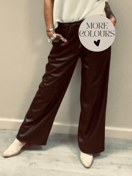 PU Wide Leg Trousers