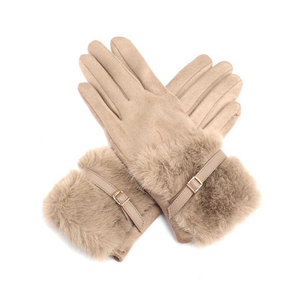 Belted Faux Fur Gloves