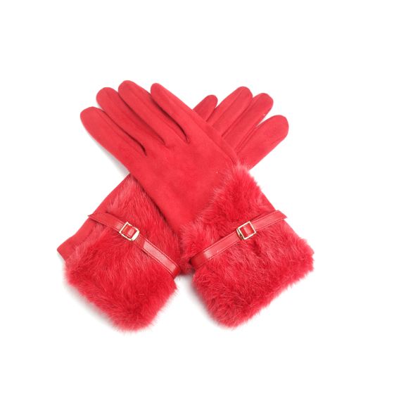 Belted Faux Fur Gloves